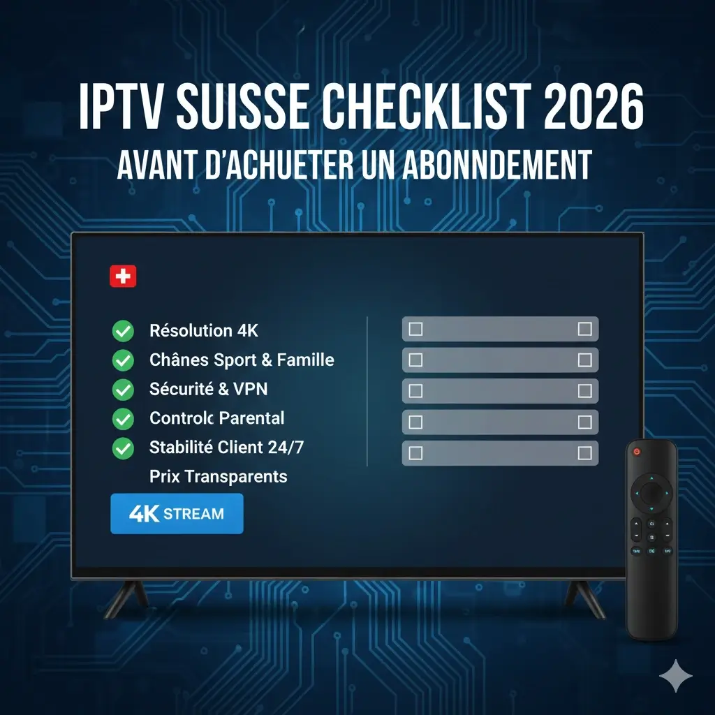 iptv suisse, abonnement iptv, iptv légal, iptv suisse pas cher, chaînes tv, streaming, 4K, fibre optique, appareils compatibles, m3u, test iptv, vod, android tv, firestick, smart tv