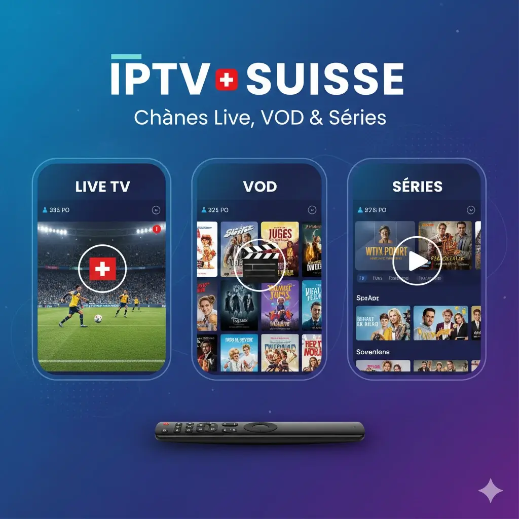 IPTV Suisse : comprendre la différence entre chaînes live, VOD et séries